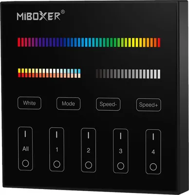 Produktbild von MiBoxer 4 Zonen RGB-CCT Wandschalter Aufbau Dimmer Fernbedienung Schwarz