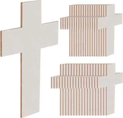 36 Kreuz-Holzornamente 4,3 x 6,9 cm, DIY-Bastelausschnitte