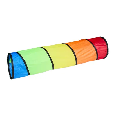 Image de Tunnel de jeu Relaxdays, tunnel coloré pour bébés, enfants, L x P : 180 x 46 cm, tunnel pop-up robuste, polyester, multicolore