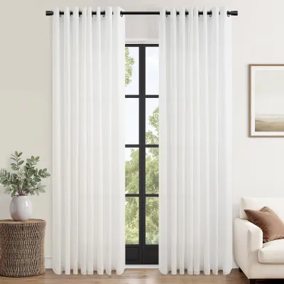 Produktbild von Halbtransparente Gardinen für Wohnzimmer, Schlafzimmer und Kinderzimmer, 240 x 140 cm, 2er Set