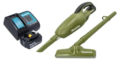 Immagine prodotto di Aspiratore a batteria Makita DCL 180 STO 18 V 0,65 l Serie Olive Outdoor Adventure + 1x batteria ricaricabile 5,0 Ah + caricabatterie