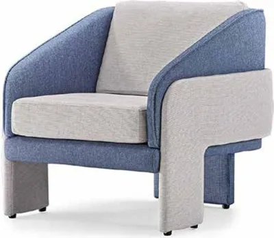 Produktbild von Weiß-Blauer Einsitzer Polster Relaxsessel Designer Wohnzimmer Lehnsessel