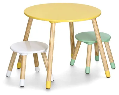 Produktbild von Möbelset für Kinder aus MDF und Kiefer, Tisch + 2 Stühle
