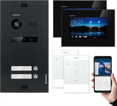 Produktbild von BALTER EVO Video Türsprechanlage Schwarz Set 2-Draht Talk + 7" WiFi-LCD-Monitor für 2 Familienhaus