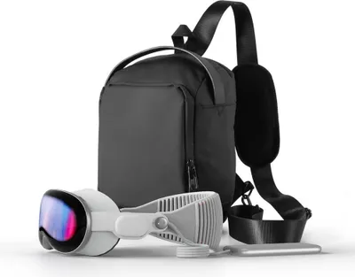 Obrázek produktu pro iofeiwak pouzdro pro Vision Pro, taška přes rameno, přenosné, černé, s přihrádkou na příslušenství, ideální na cesty.