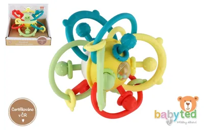 Productafbeelding van Koule-rammelaar voor baby's, siliconen/plastic, 13x9 cm, in doosje, geschikt vanaf 6 maanden