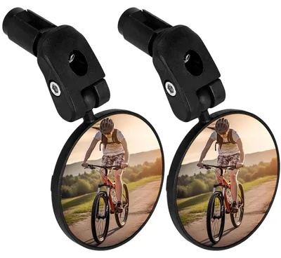 Image de Miroirs de vélo, lot de 2, haute définition, grand angle, 360° réglables, pour guidons de 17,4 à 22 mm. Miroirs convexes pour VTT, vélos électriques, vélos de ville et vélos de course