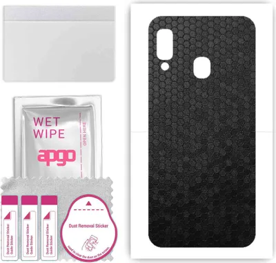 Produktbild von apgo Rückseite Schutzfolie, Skin, kompatibel mit Samsung Galaxy A20e, Hinten Displayschutzfolie aus Vinylfolie, kratzfest, einfache Montage - Schwarze Honigwabe