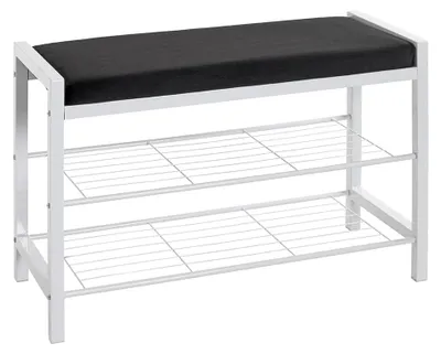 Sitzbank für Schuhe, Samtstoff, Metall, 75x50x32 cm