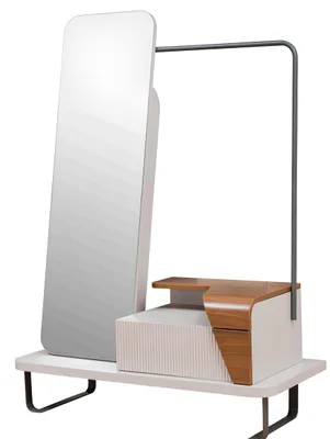 Produktbild von Beige Kleiderstange Edler Spiegel Schlafzimmer Holzmöbel Flurmöbel