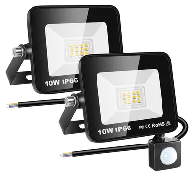 2x PIR LED Flutlicht 10W 1000lm Warmweiß IP66 Außenleuchte