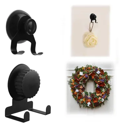 Produktbild von Omgoods – Saugnäpfe, wasserdicht – Schwarzer Saugnapf – Edelstahl – Badezimmerhaken – Selbstklebend – Minimalistisches Design – Wandhaken