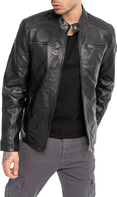Produktbild von Red Bridge Herren Lederjacke Jacke Echtleder Clean-Biker Schwarz L
