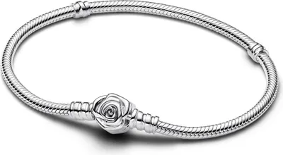 Image de Pandora Moments Rose fleurie fermeture serpent bracelet à maillons 593211C00 Bracelet pour dames, circonférence du bracelet:19cm