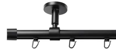 Produktbild von SN Deco Gardinenstange Innenlauf Brest, 19 mm, 1-läufig, Stahl, Komplett-Set mit Ringen, Profildeckentrager, 360 cm, schwarz