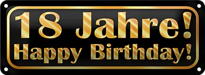 Produktbild von Blechschild Happy Birthday 27x10cm 18 Jahre Geburtstag Dekoration