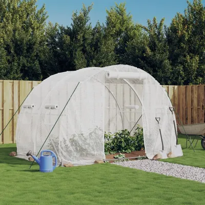 Produktbild von The Living Store Gewächshaus mit Stahlrahmen Weiß 6 m² 3x2x2 m