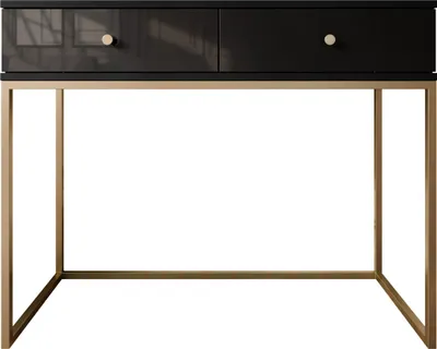 Produktbild von MIRJAN24 Schminktisch Esipix mit zwei Schubladen, Elegant (Farbe: Schwarz / Schwarz Hochglanz)