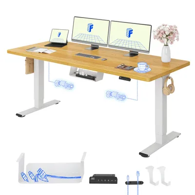 Produktbild von FLEXISPOT E1 Pro Elektrisch Höhenverstellbarer Schreibtisch 160x80cm 25MM EINTEILIGE TISCHPLATTE Doppelmotor 120KG Tragkraft, 4 Speicherplätze (Ahorn)