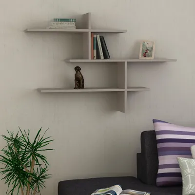 Zdjęcie produktu dla DECORTIE Leo Nowoczesna pływająca półka w kolorze mokka 123 x 22 x 81 cm