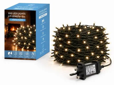 Lichterkette 300 LEDs warmweiß, 8 Modi, Timer, IP44, 20 m
