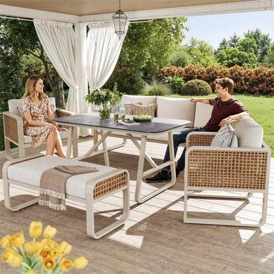 Immagine prodotto di Panchina da giardino con struttura in alluminio, cuscini lavabili, regolabile