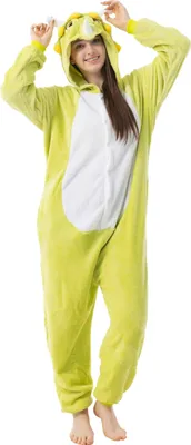 Produktbild von Katara 1744 -  Dinosaurier grün S (145-155cm), Jumpsuit, Onesie, Karneval, Overall, Party, Karnevals-Kostüm, Verkleidung zum Fasching, Schlafanzug, Hausanzug, Jogginganzug, Cosplay, Tierkostüm für Erwachsene