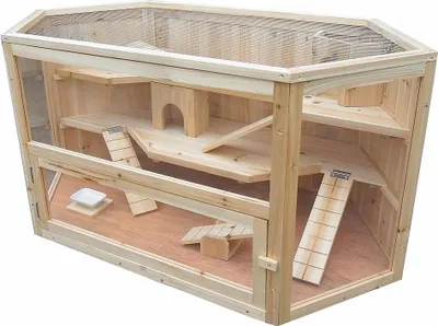Produktbild von Mucola Kleintierkäfig Nagerkäfig Holz Käfig verschiedene Ebenen Hamsterkäfig Mäusekäfig Rattenkäfig
