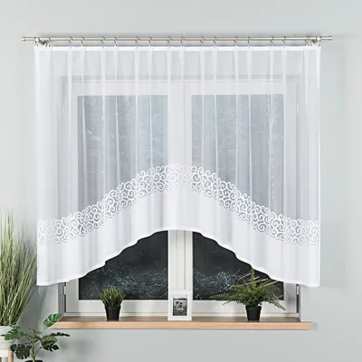 Produktbild von DANIELA - Fertiggardine aus Jacquard mit Schnitt unten - 300x140 cm - weiß