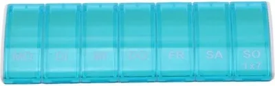 Immagine prodotto di Go Go Gadget - Pillendose - 7 scomparti - Contenitore per farmaci - Medicinali da viaggio - Blu