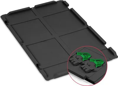 Produktbild von Scharnierdeckel Set Eurobox NextGen mit 2 grünen Schiebeschnappverschlüssen | BxT 40x60cm | Schwarz | Eurobehälter, Transportbox, Transportbehälter, Stapelbehälter