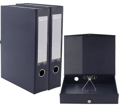 Image de Lot de 2 boîtes de rangement pour documents au format A4, couleur bleu marine