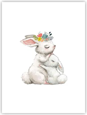 Produktbild von Poster - Poster ohne Rahmen - Kaninchen Hase Kinder - 30x40 cm - Wand Bild - Wanddeko - Wandbilder - Kunstposter - Wandposter - Bilder - Kunstdruck - Wanddekoration - Wandbild - P2XPA30x40-4725
