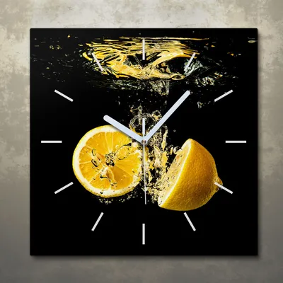 Produktbild von Wohnzimmer Leinwand Uhr Geräuschlos Küche 30x30 Früchte, Spritzen, Motive, weiße Zeiger