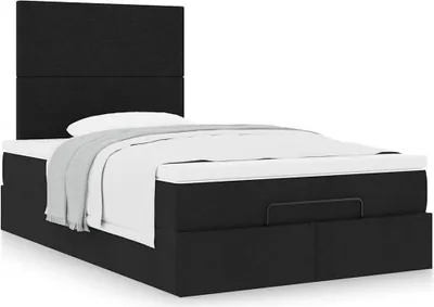 Image de Maison Exclusive - Cadre de lit ottoman avec matelas noir 120x190 cm tissu