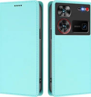 Obrázek produktu pro Kožené pouzdro pro ZTE Nubia Z60 Ultra, magnetické flipové pouzdro zPolyuretankůže se stojánkem Mátově zelená