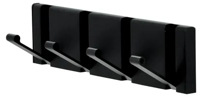 Produktbild von Garderobenhaken - Moderne Garderobenleiste mit 3 oder 4 beweglichen Haken in Schwarz Matt