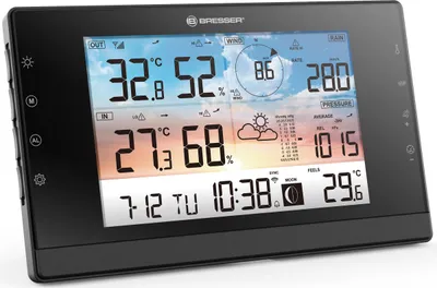 Produktbild von Bresser Basisstation für WLAN Wetterstation WSC Zusatzdisplay 14,5cm Farbdisplay Innen Außentemperatur Luftfeuchtigkeit Wecker