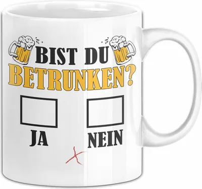 Produktbild von Bier Tasse Geschenk Bist Du Betrunken Ja Nein Geschenk für Bier-Liebhaber (Weiß)