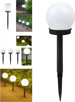 Zdjęcie produktu dla Lampa solarna ogrodowa zewnętrzna kula 3 sztuki ZESTAW ZIMNA BARWA
