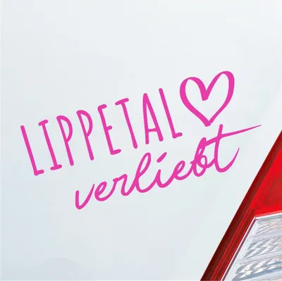 Produktbild von Auto Aufkleber Lippetal verliebt Herz Gemeinde Liebe Car 19x8 cm Pink Sticker Heckscheibenaufkleber