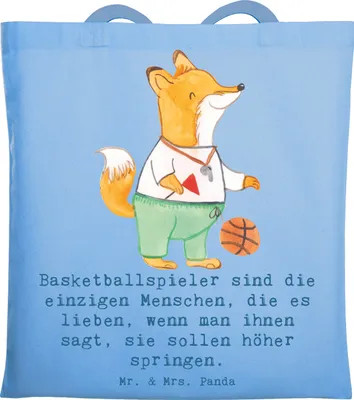 Produktbild von Mr. & Mrs. Panda Schultasche Basketball Motivation - Sky Blue - Geschenk, Sportler, Tasche, Jutetasche, Training, Tote Bag, Sprungkraft, Teamsport, Spielfeld, Spielfreude