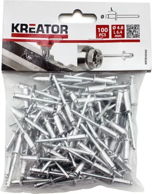 Produktbild von KREATOR 100 Stück Nieten Stahlnieten Popnieten Blindnieten ø 4,8 x L 6,4 mm - ø 4,8 x L 6,4 mm