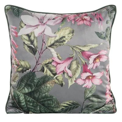Immagine prodotto di Federa decorativa 45x45 velluto 108 acciaio rosa con motivo floreale velluto Eurofirany
