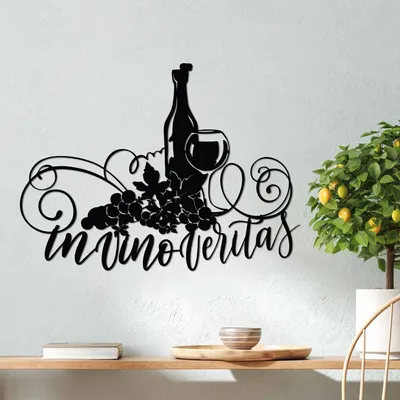 Productafbeelding van Wallity, elegante wanddecoratie van metaal, zwart, 56 x 42 cm | 100% metaal