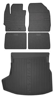 Zdjęcie produktu dla Dywaniki gumowe + mata bagażnika do Toyota Corolla E16 2013-2019 (sedan, stała podłoga) – czarne, dopasowane – Wielganizator SolidPRO