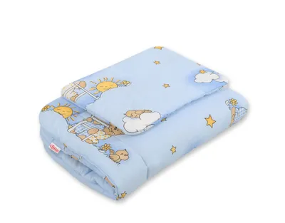 Produktbild von Babybettwäscheset mit Füllung, 2-teilig, 75x100cm NEWBORN - blaue Teddybären in Wolken