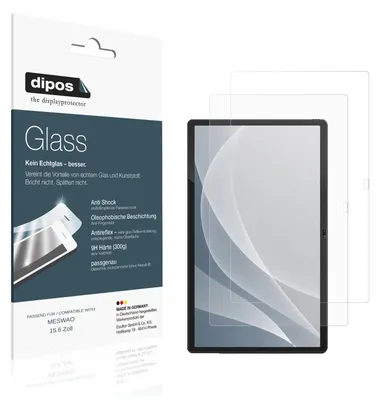 Produktbild von 2x Schutzfolie für MESWAO 15.6 Zoll matt - Anti-Shock 9H Folie dipos Glass Kunststoffglas