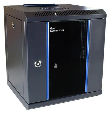Immagine prodotto di contenitore da 10" per montaggio a parete, 6U, nero profondo (RAL9005), 312 x 300 mm, completamente assemblato, Good Connections® (GC-R0102)