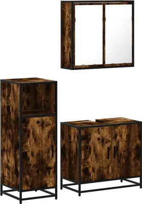 Immagine prodotto di vidaXL Set di mobili da bagno a 3 pezzi in legno di quercia affumicata